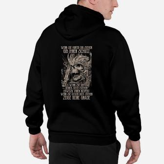 Schwarzes Totenkopf Krieger Hoodie mit Spruch, Mutiges Krieger-Design - Seseable