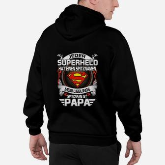 Superheld Papa Schwarzes Hoodie, Perfekt Zum Vatertag - Seseable