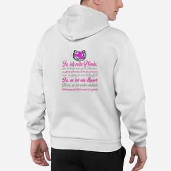Ja, ich reite Pferde Hoodie mit Reiter-Motiv, Weiß - Seseable