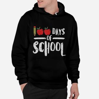 100 Days Of School Apple 100th Day Teacher Gift Pencil Hoodie - Seseable