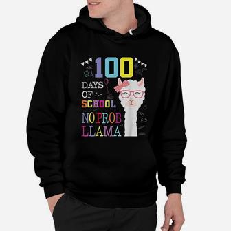 100 Days Of School No Probllama Llama 100th Day Hoodie - Seseable