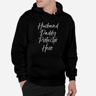 Mens Fathers Day Gift For Dads Husband Daddy Protector Hero Premium Hoodie