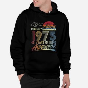 47th Birthday Gifts Vintage Retro February 1975 47 Years Old Hoodie - Seseable