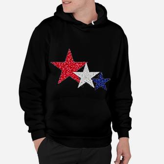 4th Of July Memorial Day Patriotic Star T Glitter Fouth Of July Hoodie - Seseable