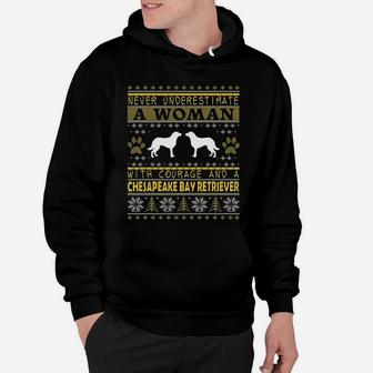 A Woman With Courage And A Chesapeake Bay Retriever Christmas Hoodie - Seseable