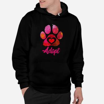 Adopt Love My Rescue Animal Lover Watercolor Art Hoodie | Seseable CA