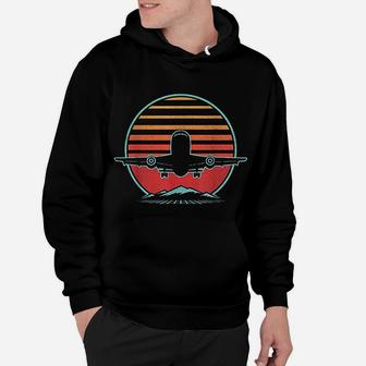 Airplane Retro Vintage 80s Style Pilot Flying Gift Hoodie - Seseable
