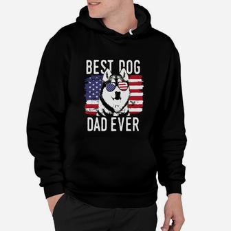 American Flag Best Dog Dad Ever Siberian Husky Hoodie - Seseable