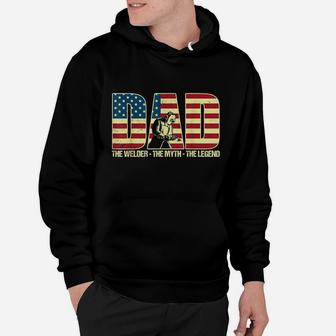 American Flag Welder Dad Myth Legend Fathers Day Shirt Hoodie - Seseable