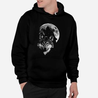 Angry Wolf Animals Wolf Silhouette On Moon Hoodie - Seseable
