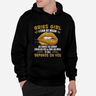 Aries Girl I Can Be Mean Golden Lips Aries Girl Hoodie - Seseable