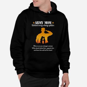 Army Mom Classic Behind Every Strong Soldier Mothers Day Hoodie - Seseable