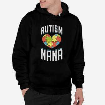 Autism Nana Heart Puzzle Cute Awareness Gift Idea Hoodie - Seseable