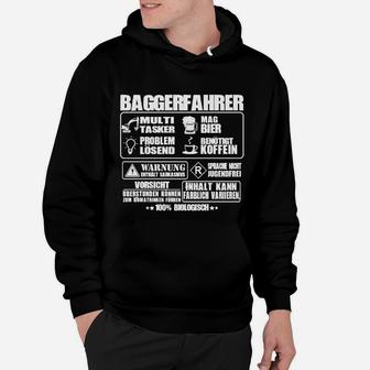 Baggerfahrer Hoodie mit lustigen Sprüchen, Schwarz - Seseable