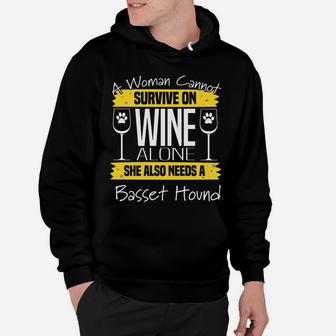 Basset Hound And Wine Funny Gift For Basset Dog Moms Hoodie - Seseable