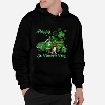 Basset Hound Riding Green Truck St Patricks Day Dog Lovers Gift Hoodie - Seseable