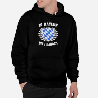 Bayern Wappen Schwarzes Hoodie: In Bayern bin i dahoam Motiv - Seseable