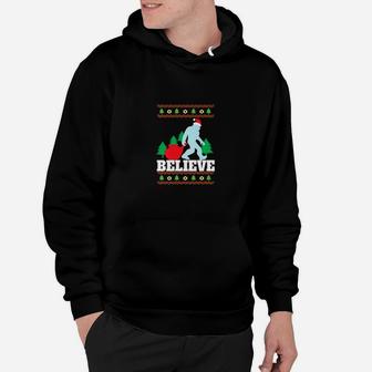 Believe In Bigfoot Ugly Christmas Sweater Hoodie - Seseable
