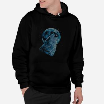 Big Clothing Lone Wolf Howling At The Moon Hoodie - Seseable