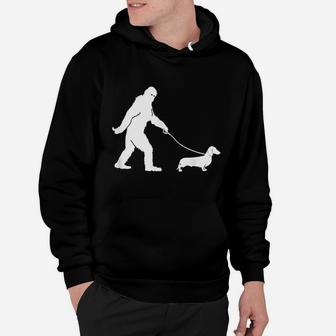 Bigfoot Sasquatch Walking Dachshund Dog Lovers Gift Hoodie - Seseable