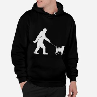 Bigfoot Sasquatch Walking Pug Dog Lovers Gift Hoodie - Seseable