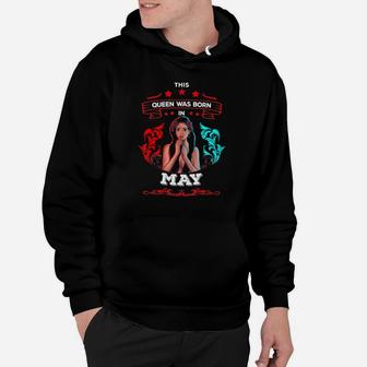 Black African American Afro Queen Was Born May Hoodie - Seseable