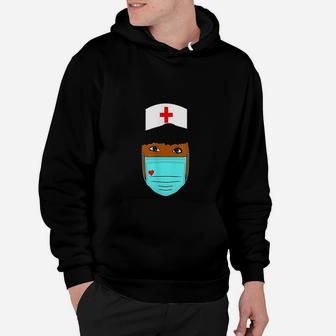 Black Afro Puff Nurse Strong Woman Hoodie - Seseable