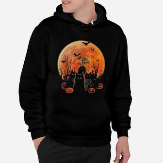 Black Cats Moon Pumpkin Funny Halloween Horror Gifts Hoodie - Seseable