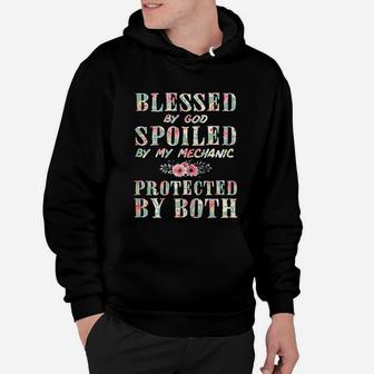 Blessed By God Spoiled By My Mechanic Wife Hoodie - Seseable