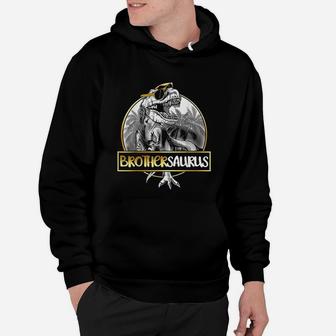 Brothersaurus Brother Dinosaur Fathers Day Gift Sister Hoodie - Seseable