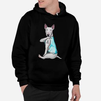 Bull Terrier Tattoos I Love Dad Sitting Gift Fathers Day Hoodie - Seseable