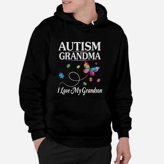 Butterfly Grandma I Love My Grandson Awareness Hoodie - Seseable