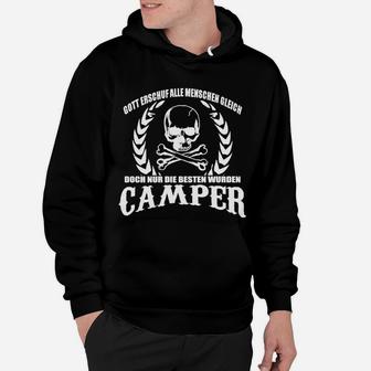 Camping-Enthusiast Schwarzes Hoodie, Totenkopf und Spruch - Seseable