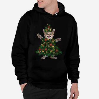 Cat Pine Christmas Tree Shirt Hoodie - Seseable