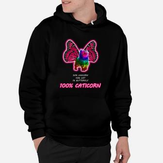Caticorn Schmetterling Hoodie, Einzigartiges Einhorn Katze Design - Seseable