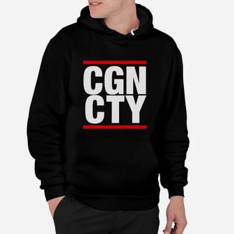 CGN CTY Hoodie in Schwarz, Urban Style mit Aufdruck in Weiß und Rot - Seseable