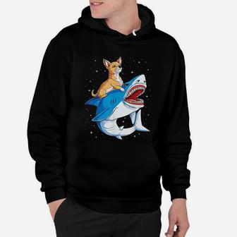 Chihuahua Riding Shark Dog Lover Gifts Space Galaxy Hoodie - Seseable