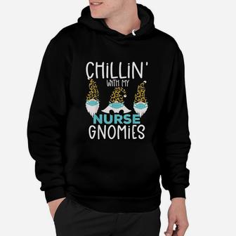 Chillin With My Gnomies Leopard Print Gnomes Nurse Hoodie - Seseable