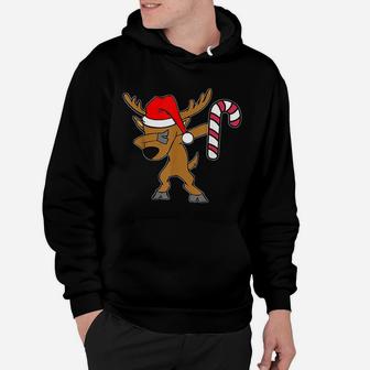 Christmas Dabbing Reindeer Candy Cane Hoodie - Seseable