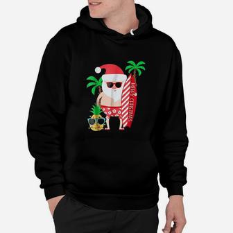 Christmas In July Party Costume Clothing Santa Surfing Hoodie - Seseable
