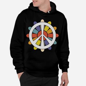 Colorful Sunflower Peace Sign Lovers Hippie Gift Hoodie - Seseable