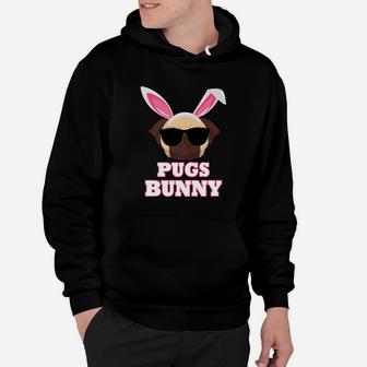 Cool Glasses Pugs Bunny Rabbit Dog Happy Easter Day Hoodie - Seseable