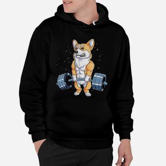 Corgi Weightlifting Funny Deadlift Men Fitness Gym Workout Hoodie - Seseable