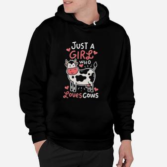 Cow Just A Girl Who Loves Cows Farmer Butcher Milk Hoodie - Seseable