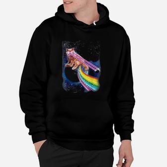 Crazy Space Cat With Eye Lasers And Rainbow Farts Hoodie - Seseable