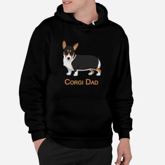 Cute Black Tricolor Pembroke Corgi Dad Dog Lovers Hoodie - Seseable