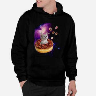 Cute Cat Inside Donut In Space Boys Girl -kitty In Space Hoodie - Seseable