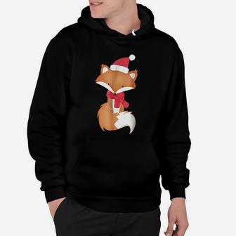 Cute Christmas Fox Adorable Xmas Scarf Fox Hoodie - Seseable