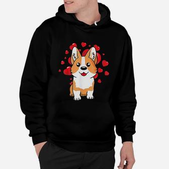 Cute Corgi Dog Valentines Day Love Heart Gift Hoodie - Seseable