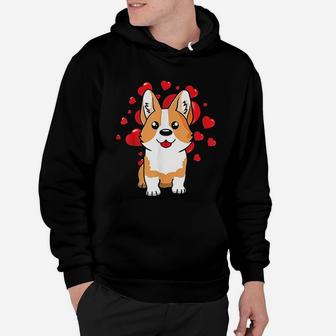 Cute Corgi Dog Valentines Day Love Heart Hoodie - Seseable